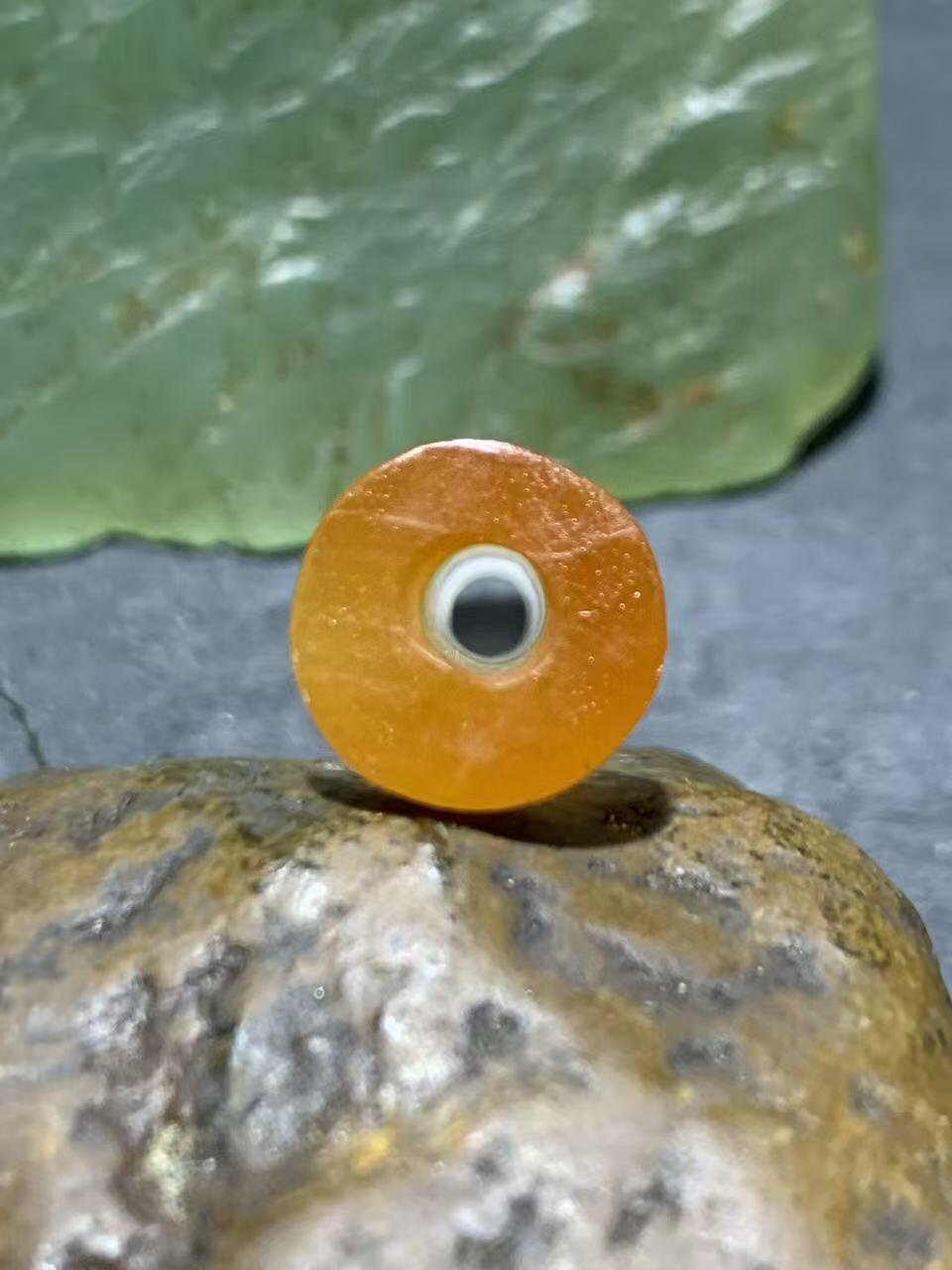 精美亚光风化纹玛瑙竹节珠一颗，