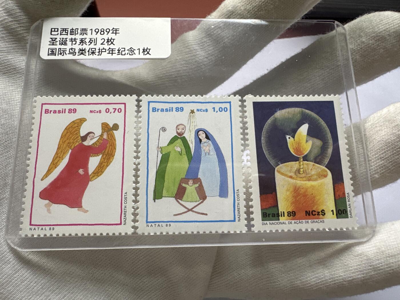 12.6邮票专场 巴西1989年圣诞节系列2枚+国际鸟类保护年纪念1枚