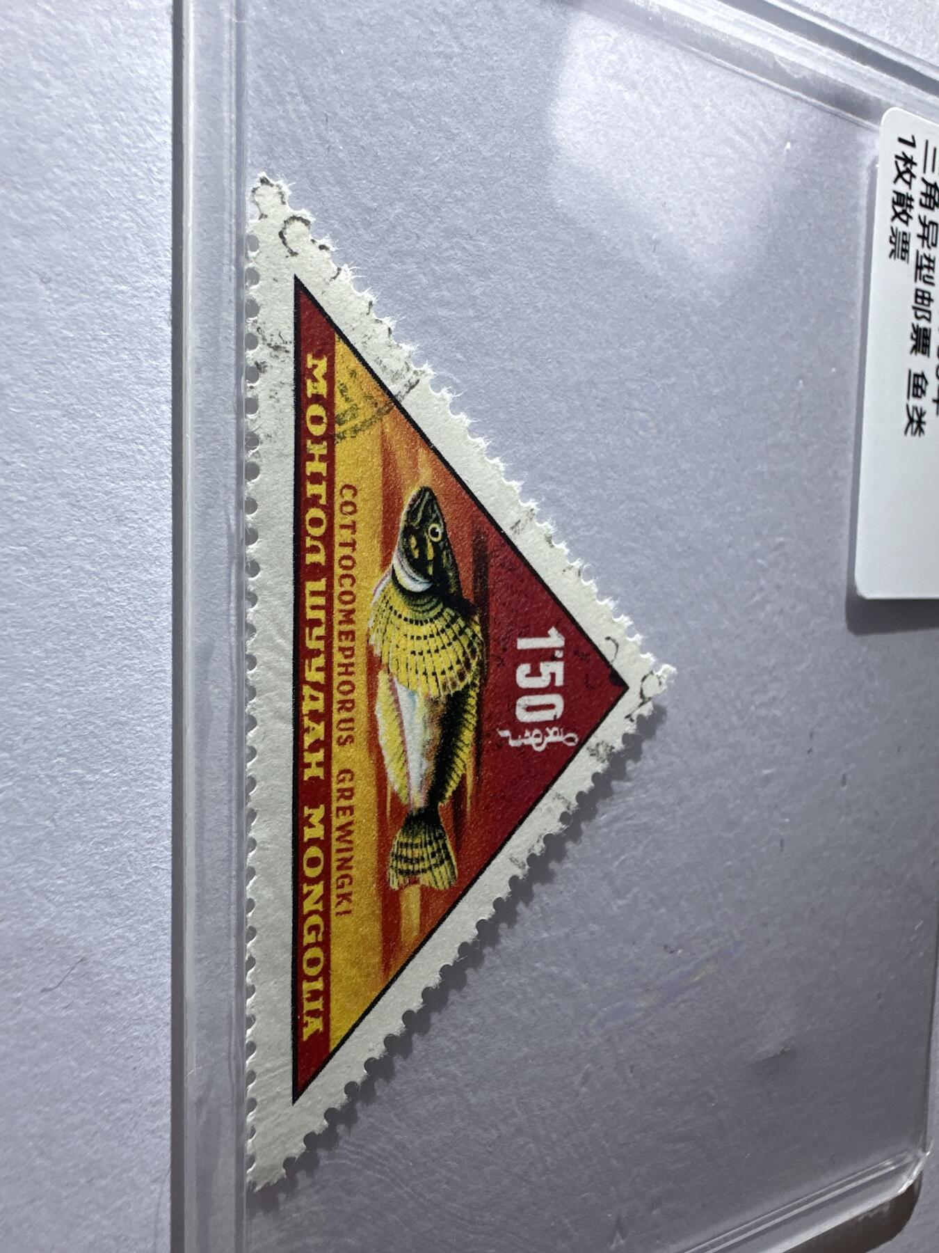 12.6邮票专场 蒙古1963年鱼类三角异形邮票1枚