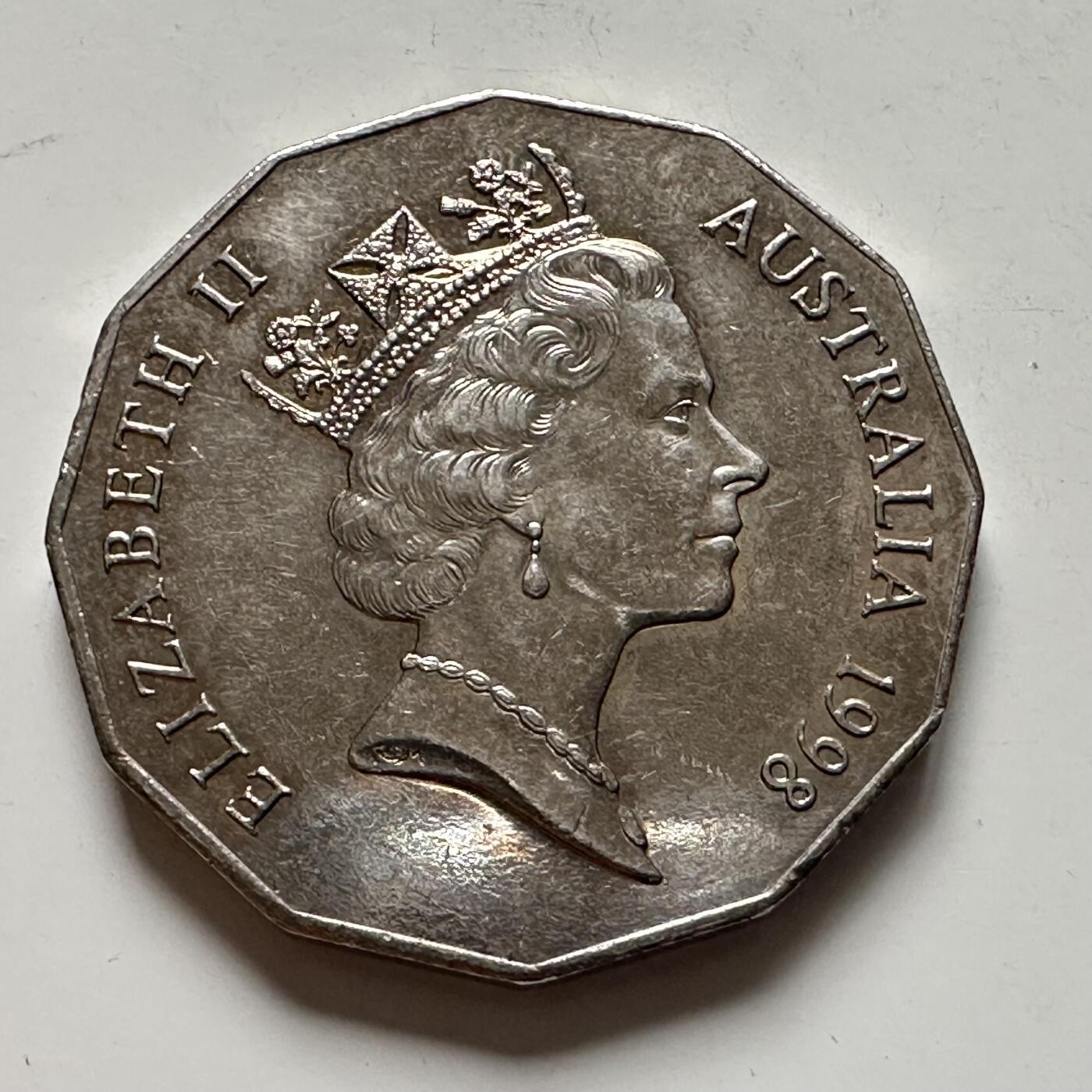 🌹外币初藏🌹🐯2025年第136场  每周二四六晚8️⃣点 接代拍 澳大利亚1998年五十分纪念币 f