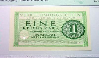 高分 PMG MS66 德国第三帝国1944年1马克 原光挺版 - 高分 PMG MS66 德国第三帝国1944年1马克 原光挺版