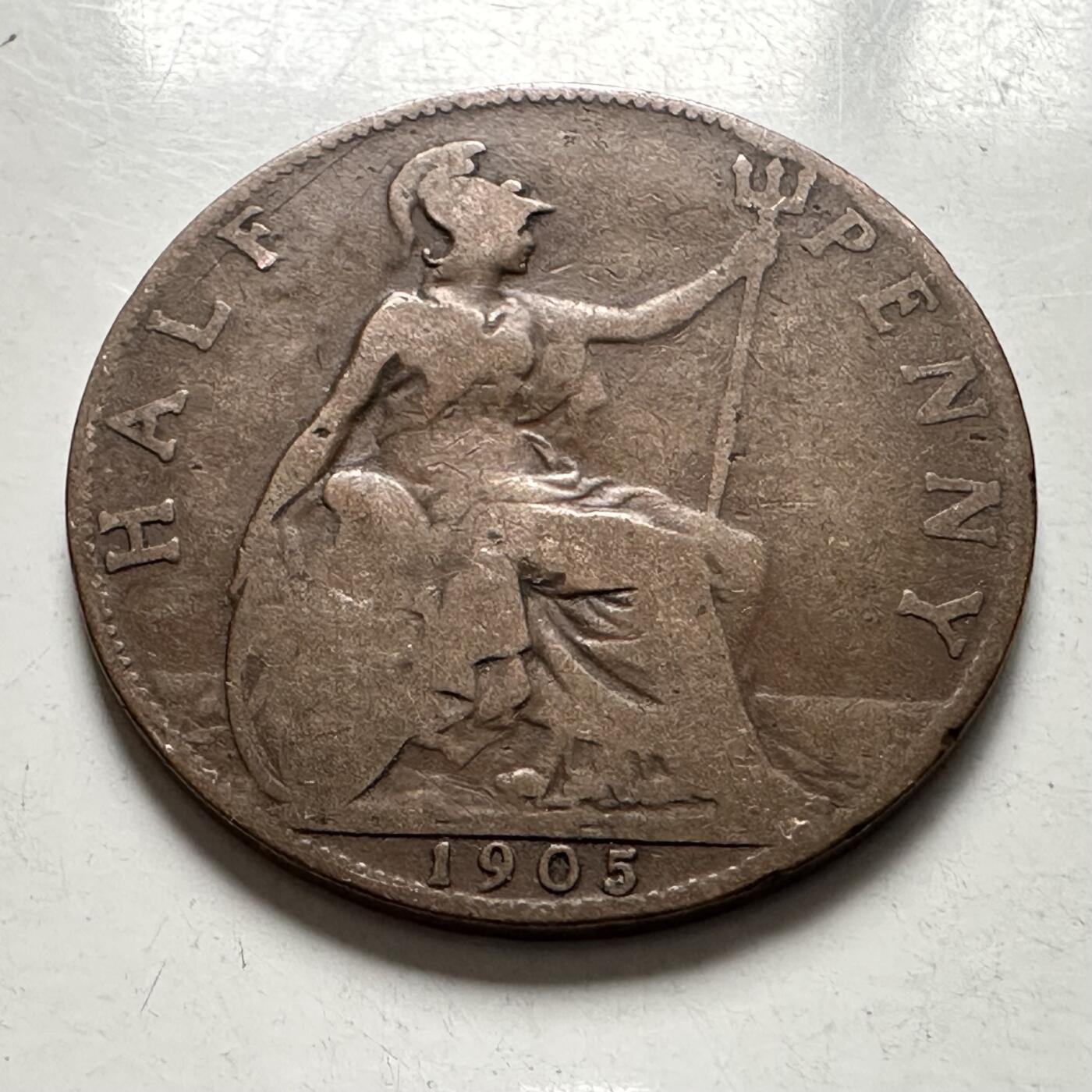 🌹外币初藏🌹🐯2025年第136场  每周二四六晚8️⃣点 接代拍 英国1905年1/2便士