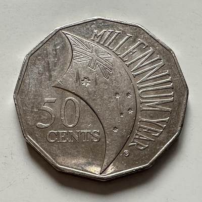 🌹外币初藏🌹🐯2025年第136场  每周二四六晚8️⃣点 接代拍 - 澳大利亚2000千禧年五十分纪念币 h