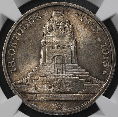 修遠堂世界钱币第九十六期 - NGC MS64 1913年萨克森-莱比锡战役百年纪念3马克银币