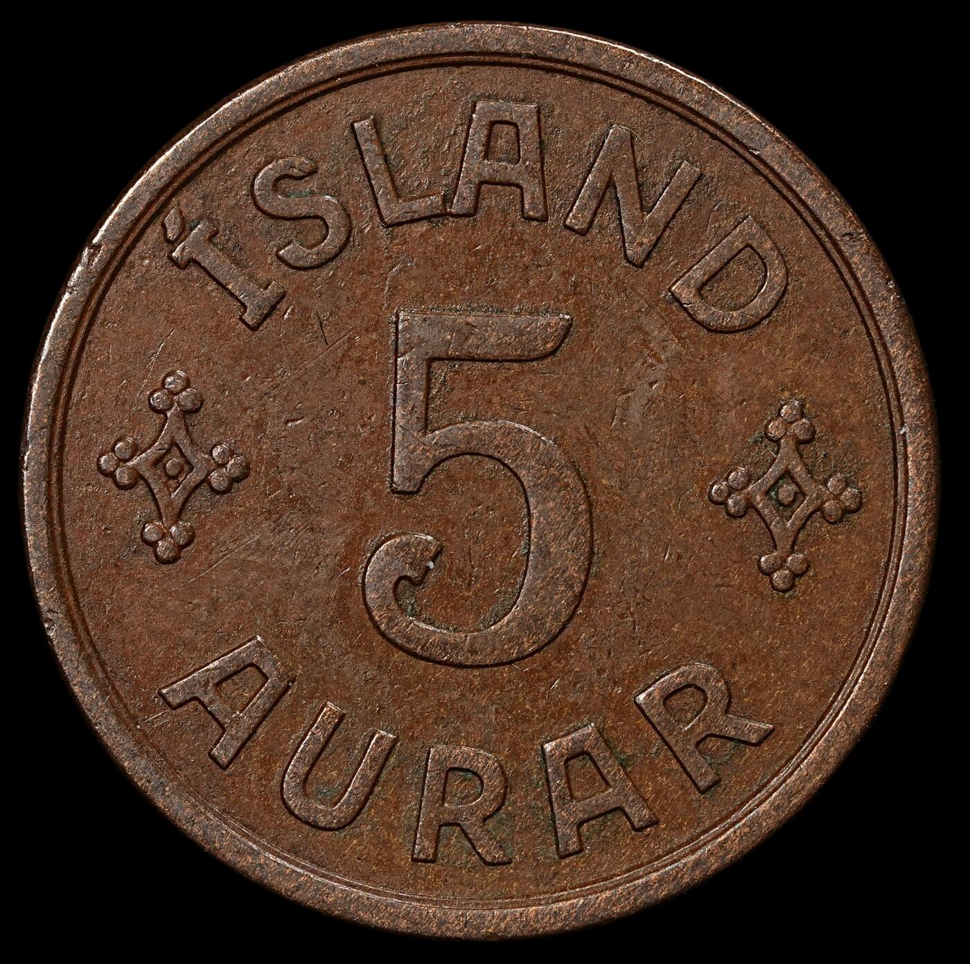 修遠堂世界钱币第九十六期 1931年冰岛5 AURAR铜币 少见年份