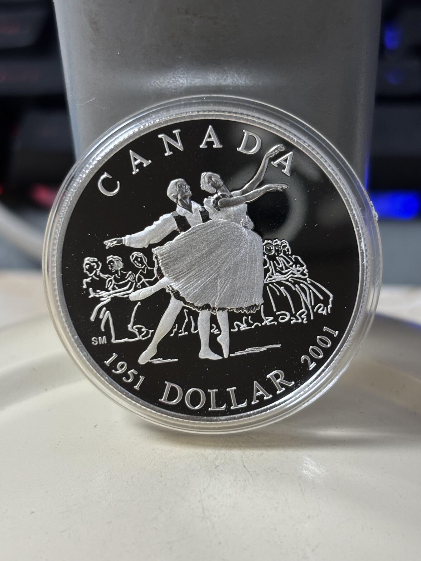 第184期拍卖 加拿大2001年国家芭蕾舞团成立50周年精制银币，925银，25.175克，