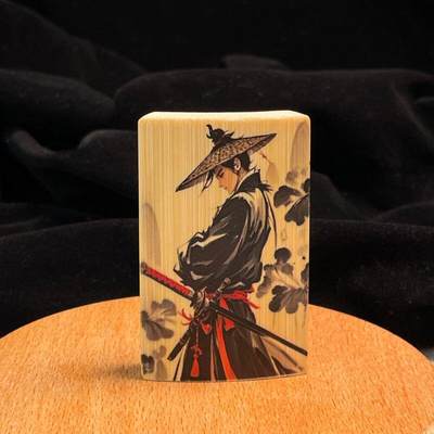 听雨轩（34）天然彩绘实心玉竹牌专场 - 实心玉竹牌   侠客   4*6cm