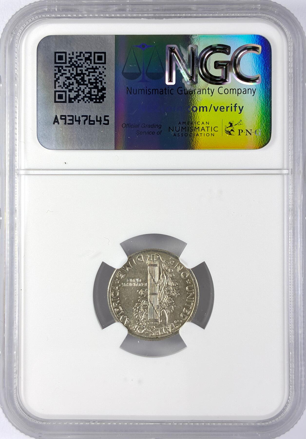 【雨安】【直播拍卖】【世界币章119期-评级币】2025-12-06 周六 19:30 保真 [评级美洲] USA 美国 10分 (1916-1945) 小飞人 1943年  NGC-MS62