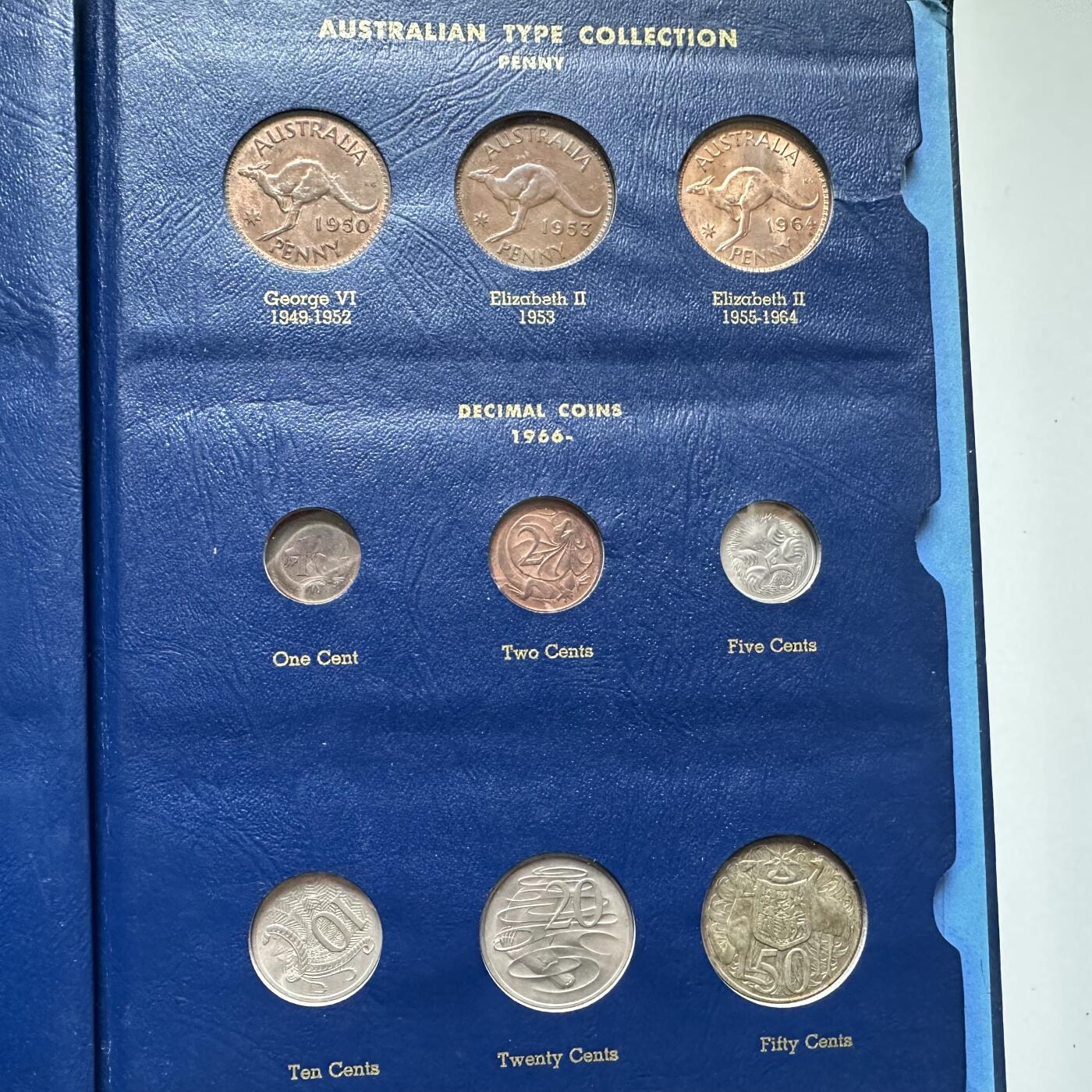 🌹外币初藏🌹🐯2025年第136场  每周二四六晚8️⃣点 接代拍 澳大利亚铜币套币定位册 共17枚含66年50分银币