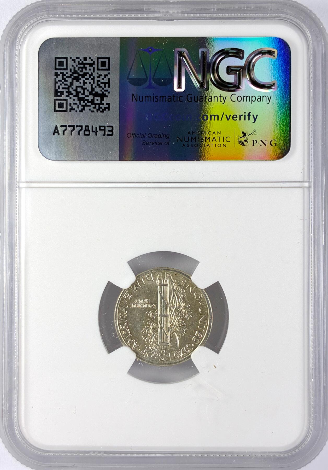 【雨安】【直播拍卖】【世界币章119期-评级币】2025-12-06 周六 19:30 保真 [评级美洲] USA 美国 10分 (1916-1945) 小飞人 1942年  NGC-MS61