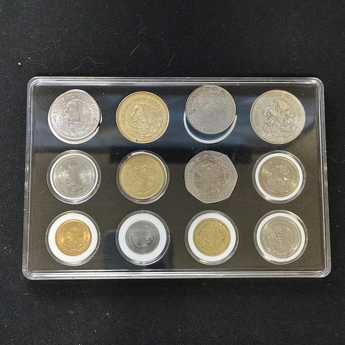 【全场包邮】纯粹捡漏拍482场（免费代拍第19场）-币封+套装+富兰克林（注意佣金） 【盒装套币】墨西哥各年份12枚套币一盒-含1比索银币