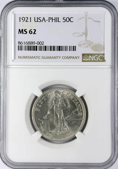 【雨安】【直播拍卖】【世界币章119期-评级币】2025-12-06 周六 19:30 保真 - [评级亚洲] Philippines 美属菲律宾 50分 1921年  NGC-MS62