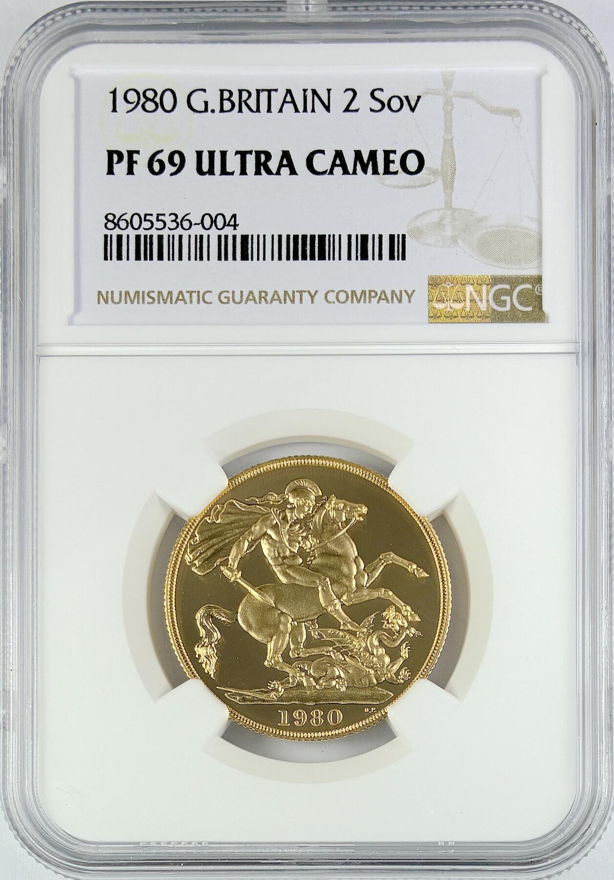 【雨安】【直播拍卖】【世界币章119期-评级币】2025-12-06 周六 19:30 保真 [金币] Great Britain 英国 2镑 1980年 伊丽莎白二世 NGC-PF69UC