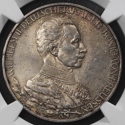 修遠堂世界钱币第九十六期 - NGC MS64 1913年普鲁士威廉二世登基25周年纪念3马克银币