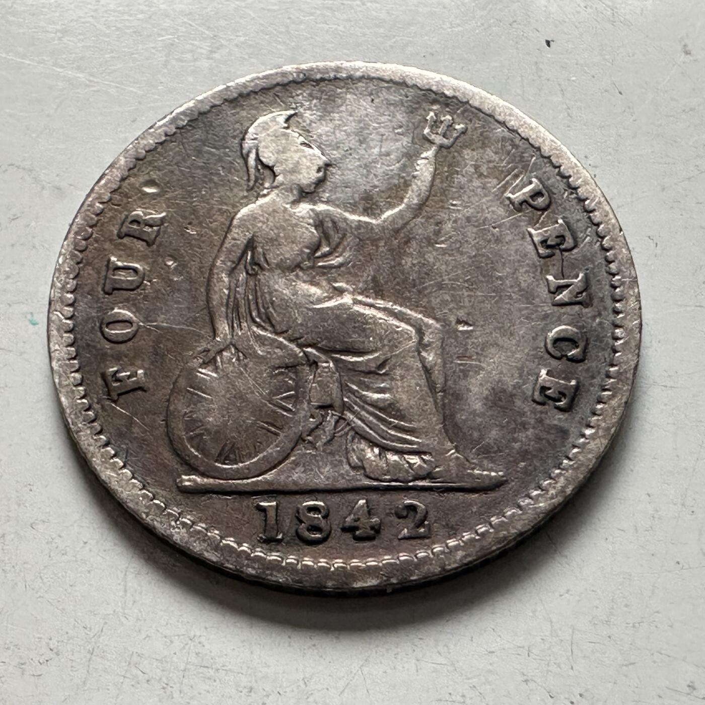 🌹外币初藏🌹🐯2025年第136场  每周二四六晚8️⃣点 接代拍 英国1842年维多利亚4便士银币