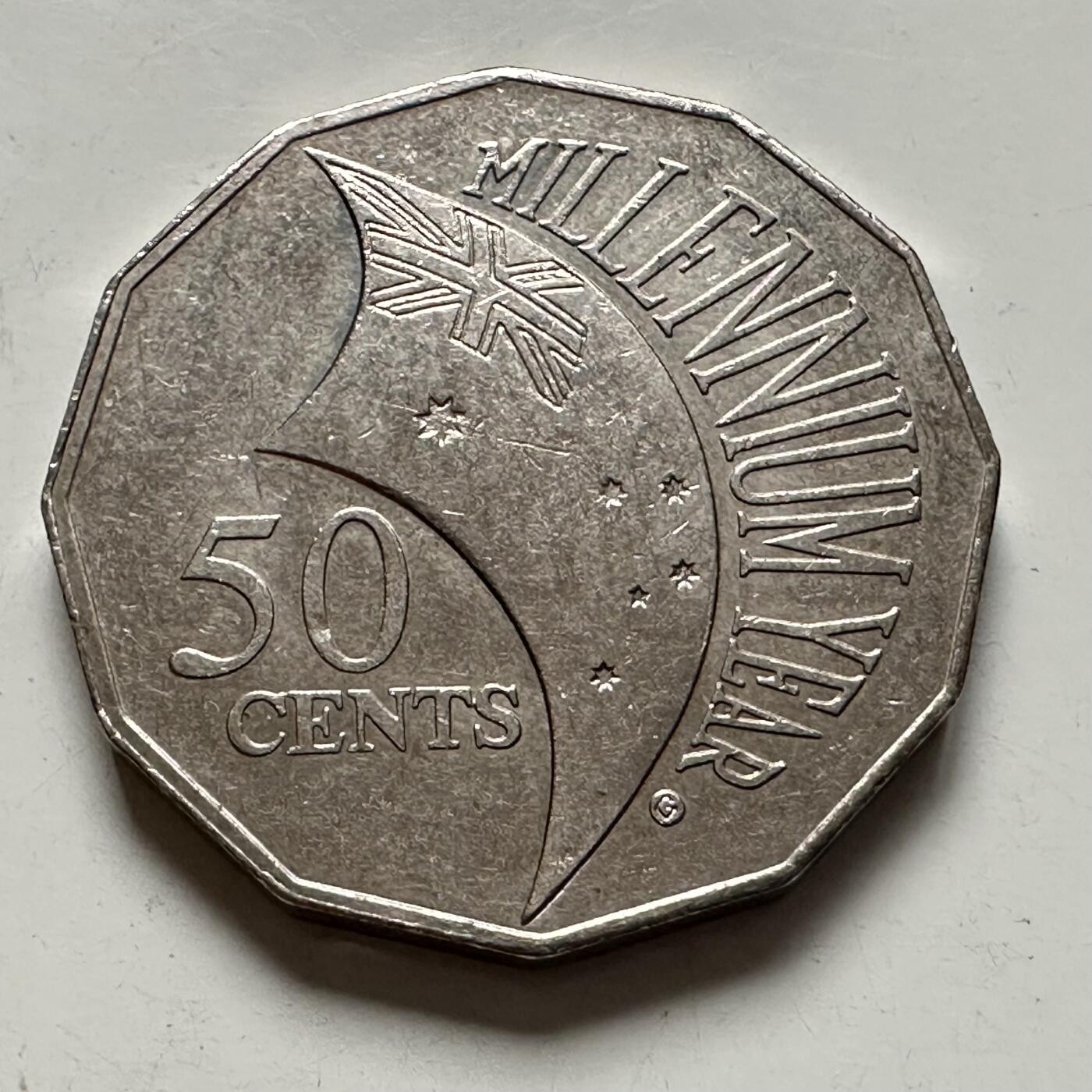 🌹外币初藏🌹🐯2025年第136场  每周二四六晚8️⃣点 接代拍 澳大利亚2000千禧年五十分纪念币 d