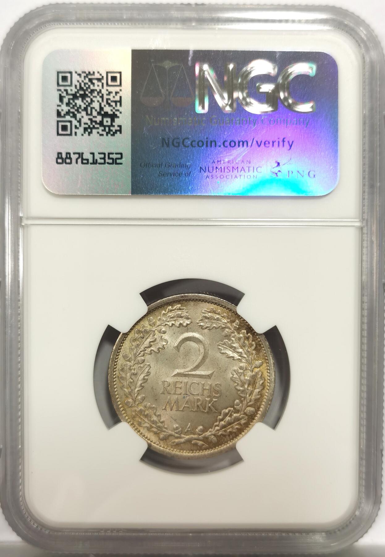 博洋堂世界钱币拍卖第150期（全场包邮） NGC MS64 德国魏玛共和国1925年A版2马克银币