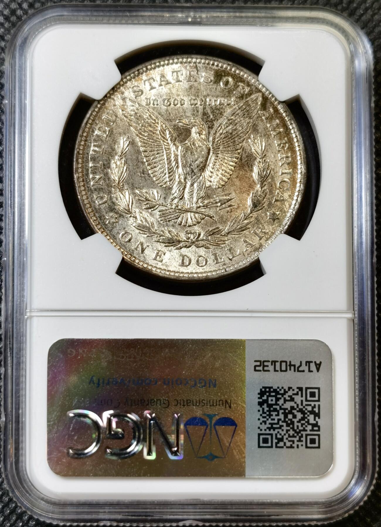 甄臻铺-世界币章拍卖（第42期）送拍享返佣金等优惠多多 NGC-MS62 美国1921年摩根1美元银币 双面带彩，状态极佳，暴力转光，打制深峻，性价比高