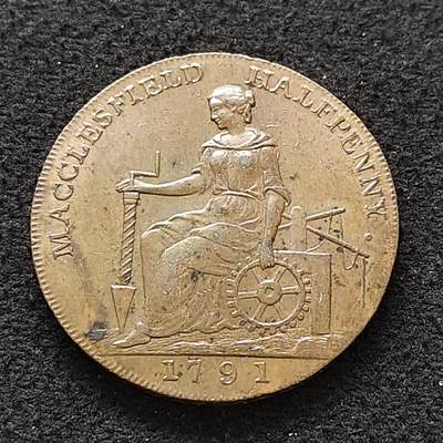 【全场包邮】纯粹捡漏拍484场（免费代拍第21场） - 【代币】英国1791年麦克尔斯菲尔德/查尔斯·罗铜厂1/2铜代币