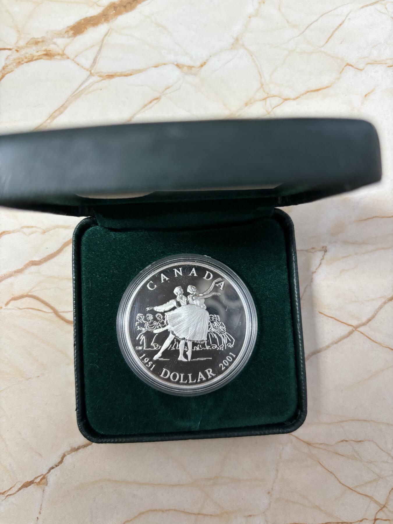 第184期拍卖 加拿大2001年国家芭蕾舞团成立50周年精制银币，925银，25.175克，