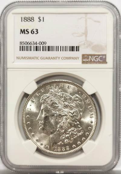 博洋堂世界钱币拍卖第150期（全场包邮） - NGC MS63 美国1888年摩根银币P版，币面清爽干净又舒适，细节优秀状态极佳，吉祥年份吉祥寓意要发发发。