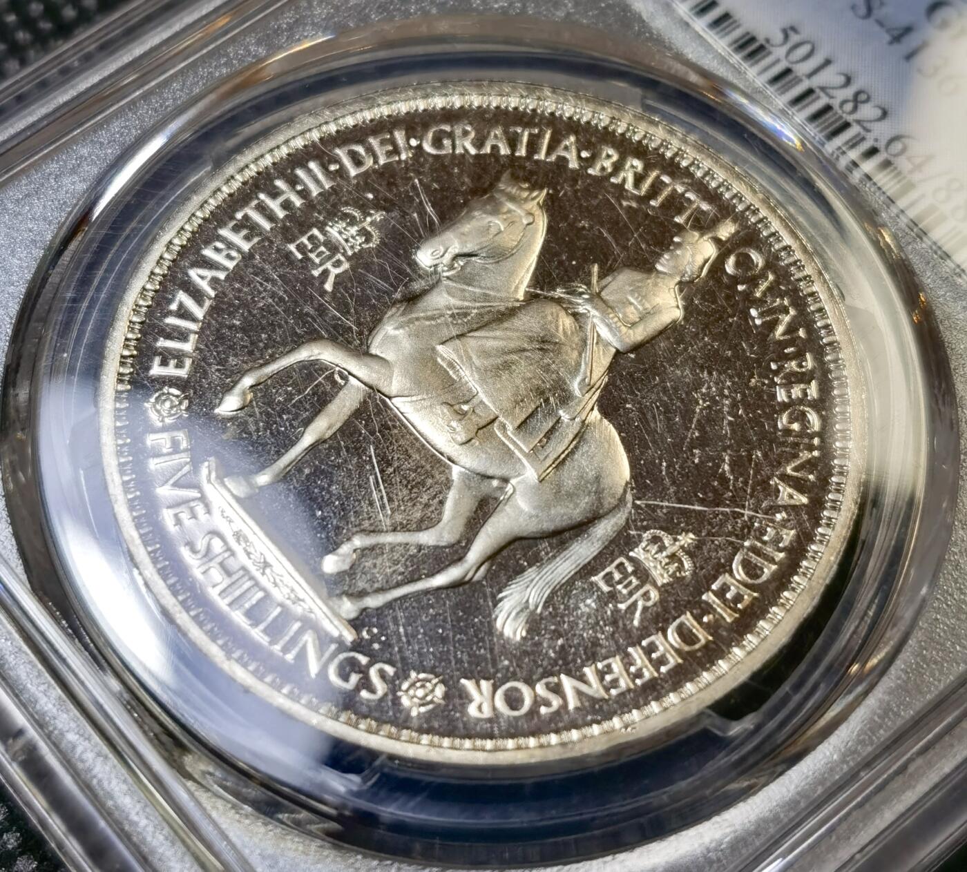 甄臻铺-世界币章拍卖（第42期）送拍享返佣金等优惠多多 PCGS-PR64CAM 1953 英国伊丽莎白二世登基几年精致克朗