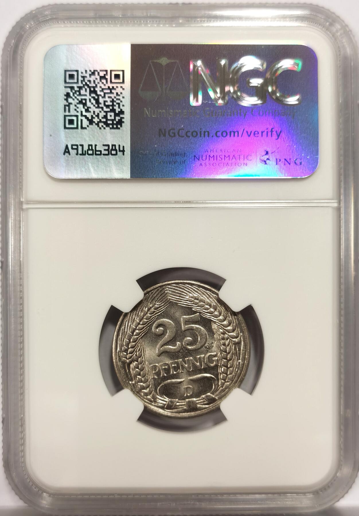 博洋堂世界钱币拍卖第150期（全场包邮） NGC MS65 德国1912年D版25芬尼镍币，唯一亚军，仅有一枚更高