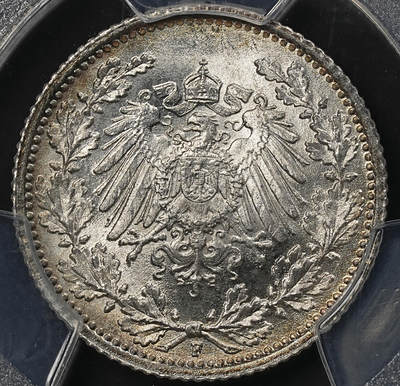 修遠堂世界钱币第九十六期 - PCGS MS68 1915年德国1/2马克银币 68分老币天花板级别分数 更有环彩加持 收藏级佳品