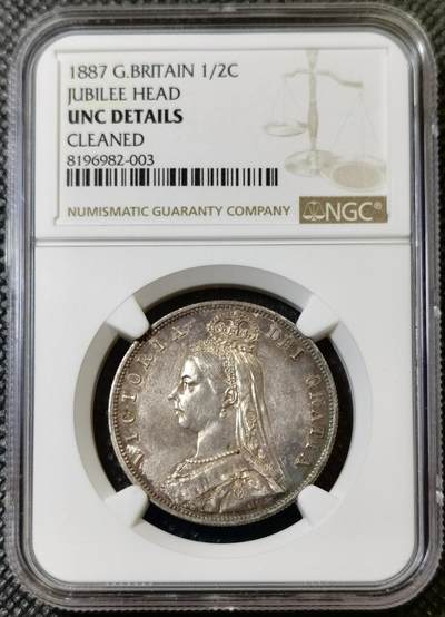 甄臻铺-世界币章拍卖（第42期）送拍享返佣金等优惠多多 - NGC-UNCD 1887 高冠维多利亚半克朗，包浆漂亮