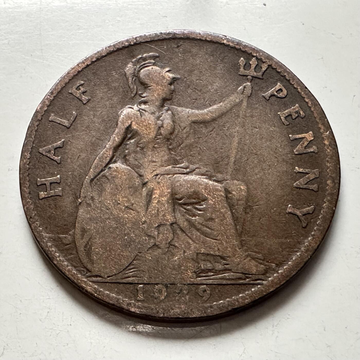 🌹外币初藏🌹🐯2025年第136场  每周二四六晚8️⃣点 接代拍 英国1929年1/2便士 a