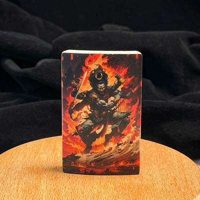 听雨轩（34）天然彩绘实心玉竹牌专场 - 实心玉竹牌   不动明王 4*6cm