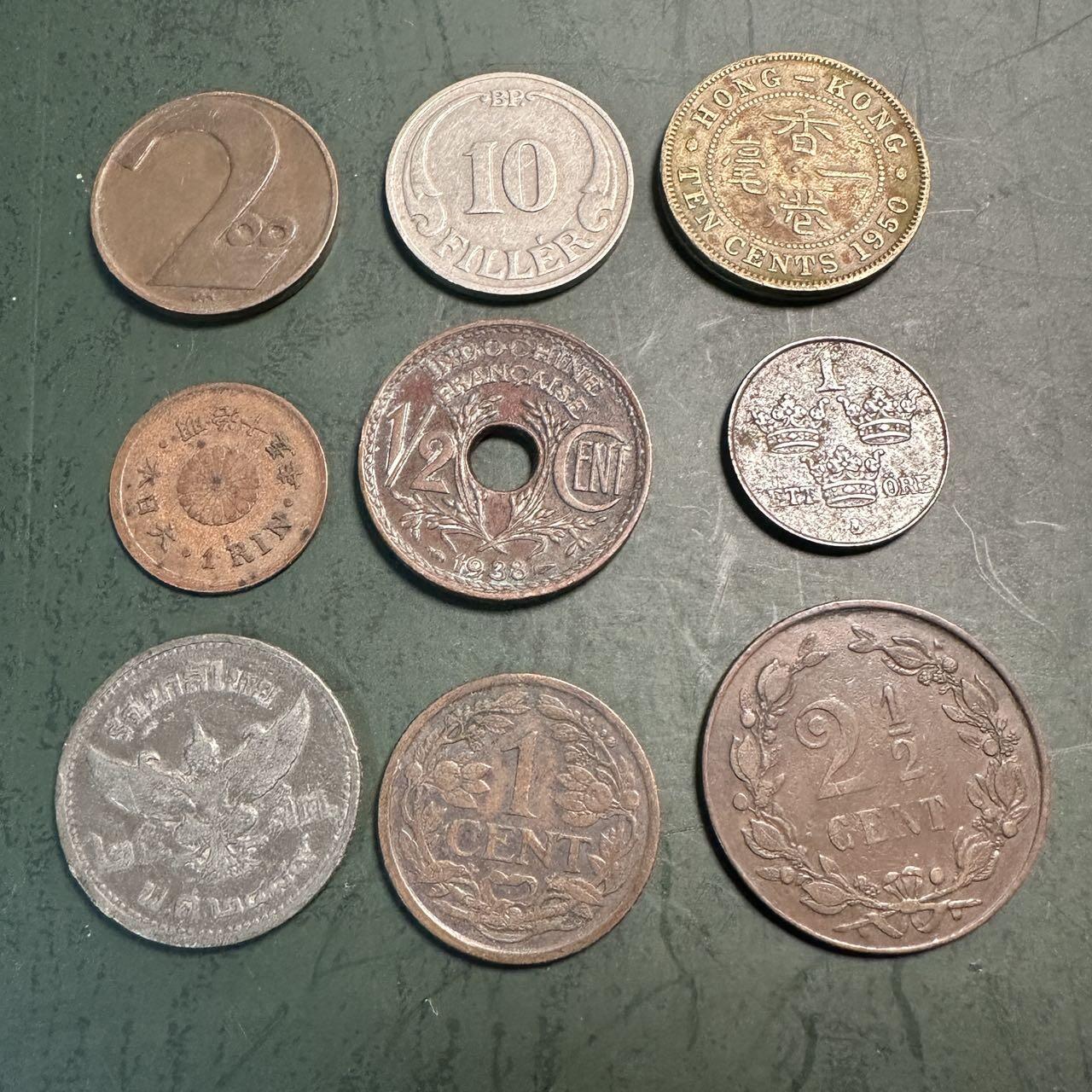 蒂克钱币-第49场 外国硬币散币场 1950年前 各国硬币9枚 