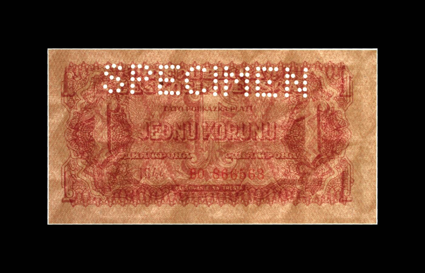 12.5纸币专场 Pick#45s 1944 1 Koruna 64 EPQ