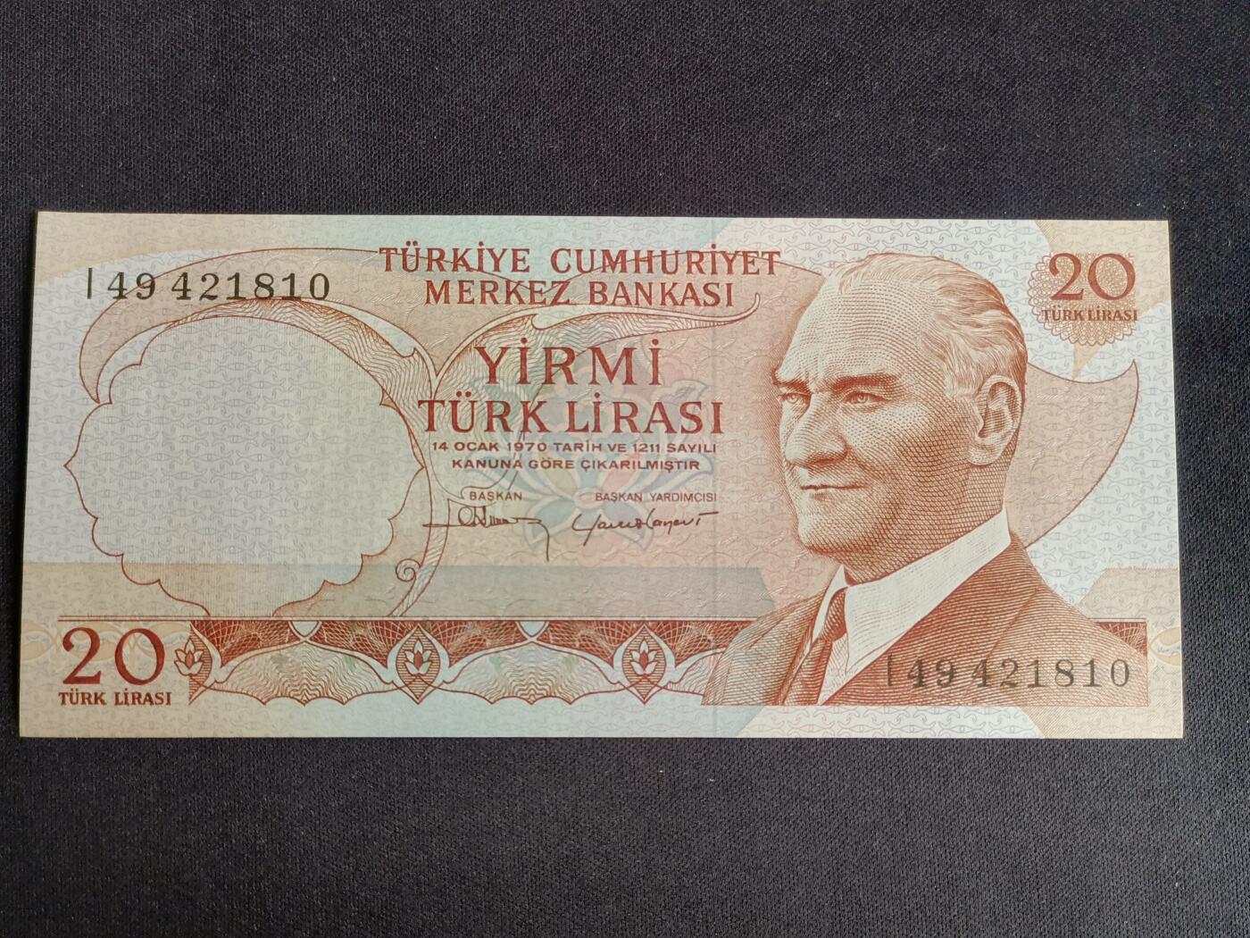 【游宝拍卖】乙巳蛇年91期 第四季首拍场  土耳其-20里拉【首版 全新UNC】