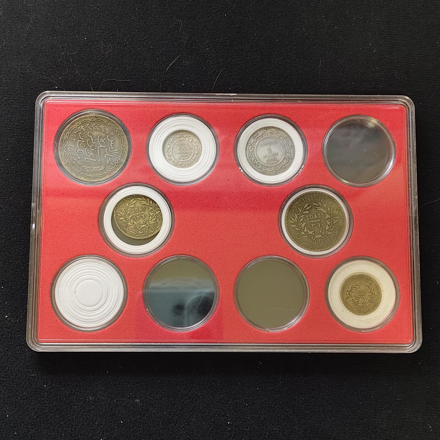 【全场包邮】纯粹捡漏拍482场（免费代拍第19场）-币封+套装+富兰克林（注意佣金） 【盒装套币】法属突尼斯阿里三世-穆罕默德八世时期各年份6枚一盒-含2枚银币