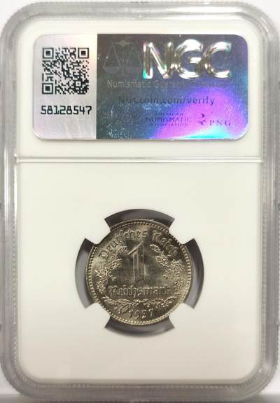 博洋堂世界钱币拍卖第150期（全场包邮） NGC MS65 德国第三帝国1937年A版1马克镍币