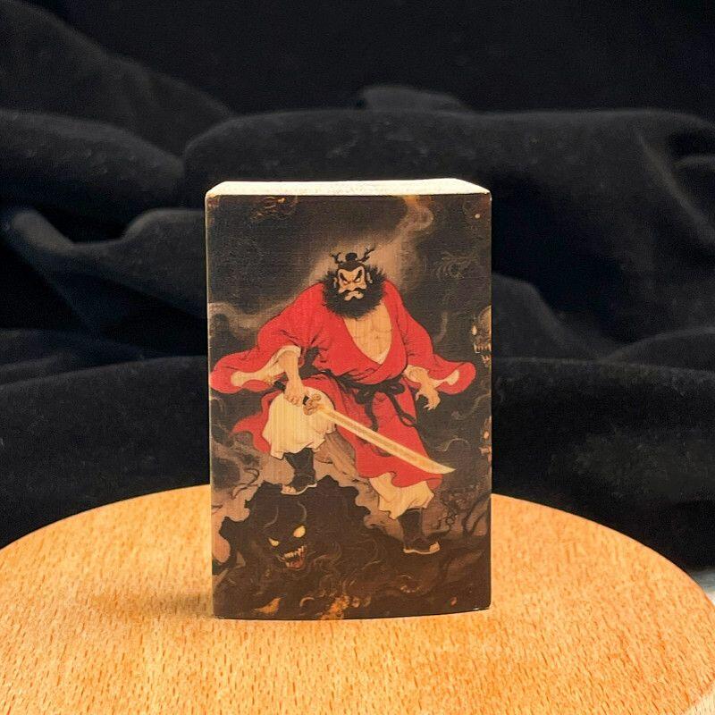 听雨轩（34）天然彩绘实心玉竹牌专场 实心玉竹牌 钟馗  4*6cm