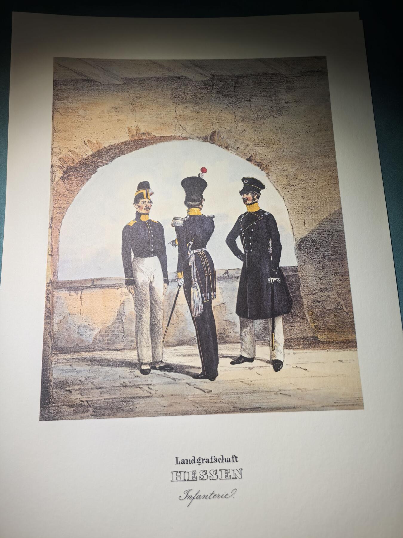 盛世勋华——号角文化勋章邮票专场拍卖第291期 大尺寸手绘图卡 黑森大公国步兵 大A4尺寸 翻印自1848年出版《德意志陆军》一书
