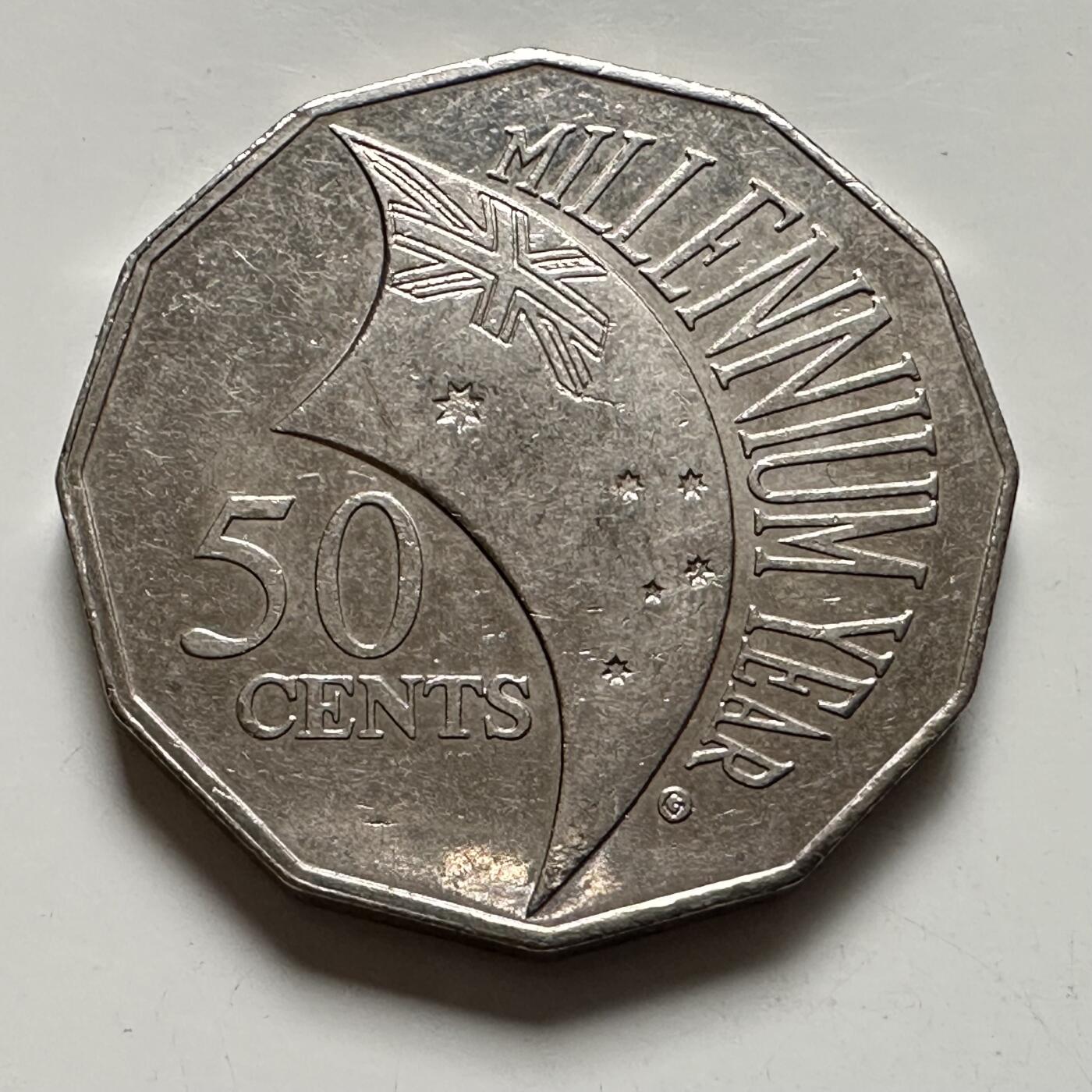 🌹外币初藏🌹🐯2025年第136场  每周二四六晚8️⃣点 接代拍 澳大利亚2000千禧年五十分纪念币 b