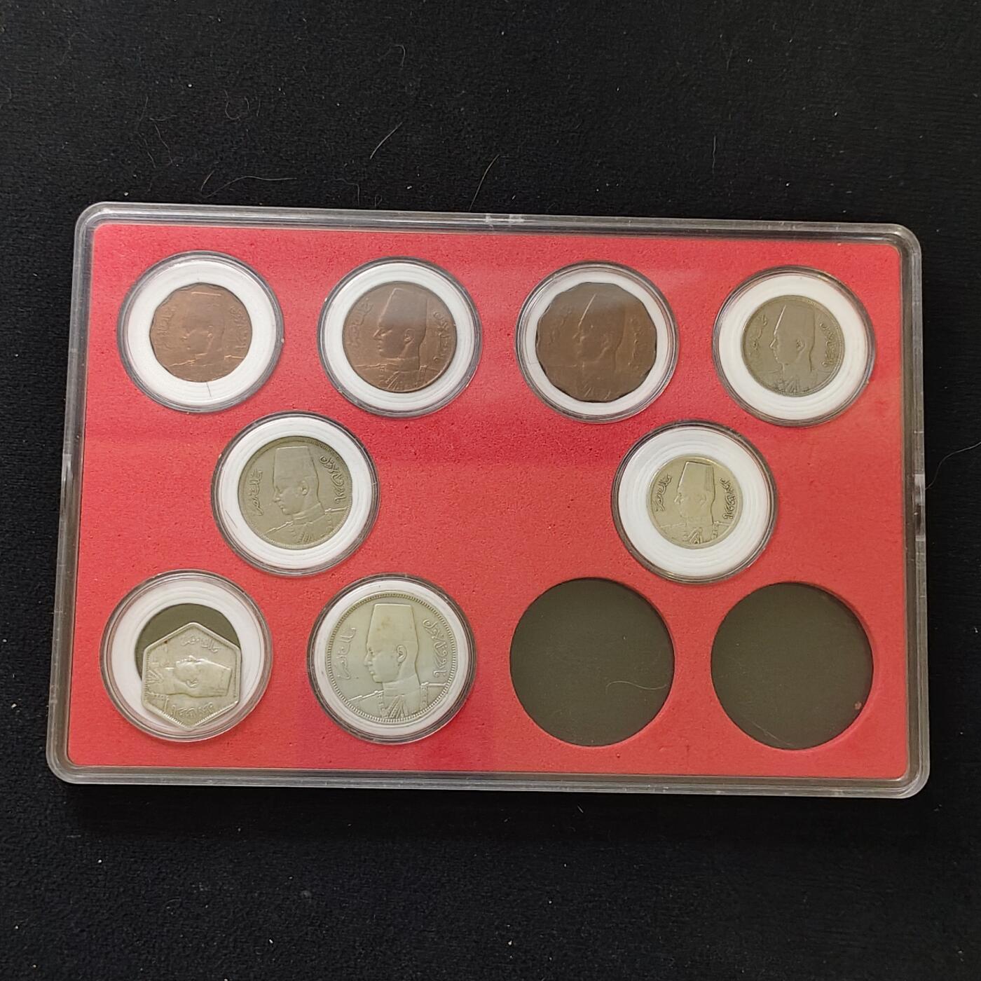 【全场包邮】纯粹捡漏拍482场（免费代拍第19场）-币封+套装+富兰克林（注意佣金） 【盒装套币】埃及法鲁克一世时期各年份8枚套币-含3枚银币