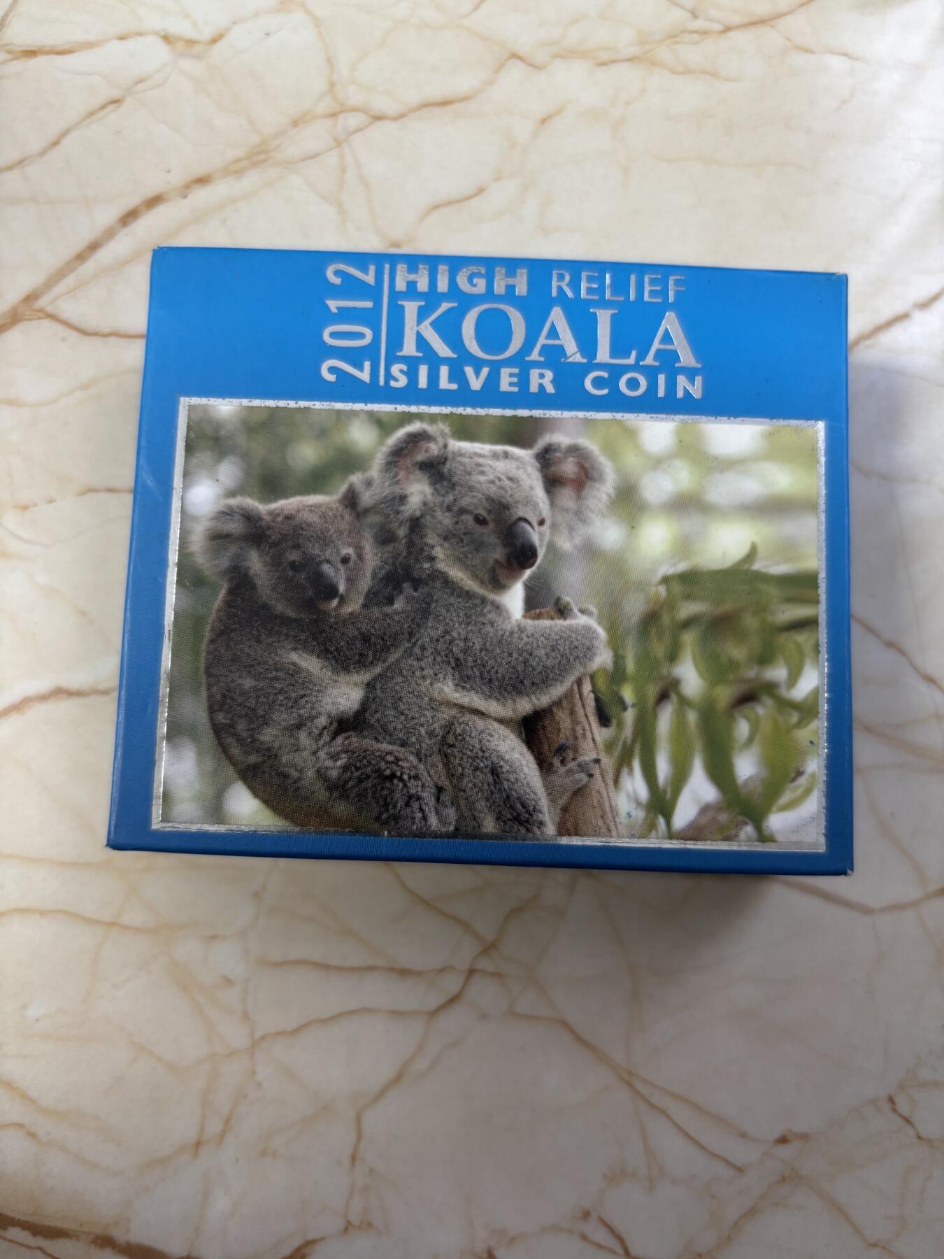 第184期拍卖 澳大利亚2012年考拉系列1盎司高浮雕加厚精制纪念银币，999银，