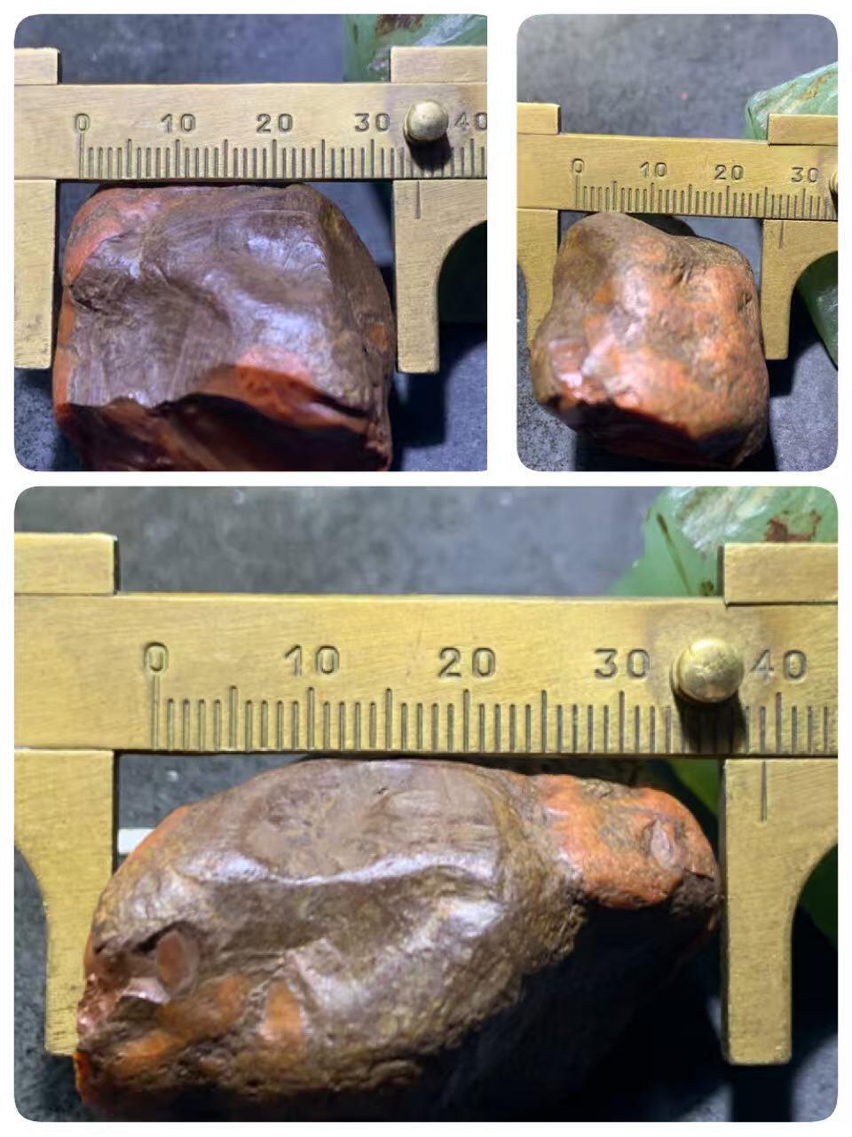 精美川料铁红皮开窗柿子红千层纹南红玛瑙原石一颗，