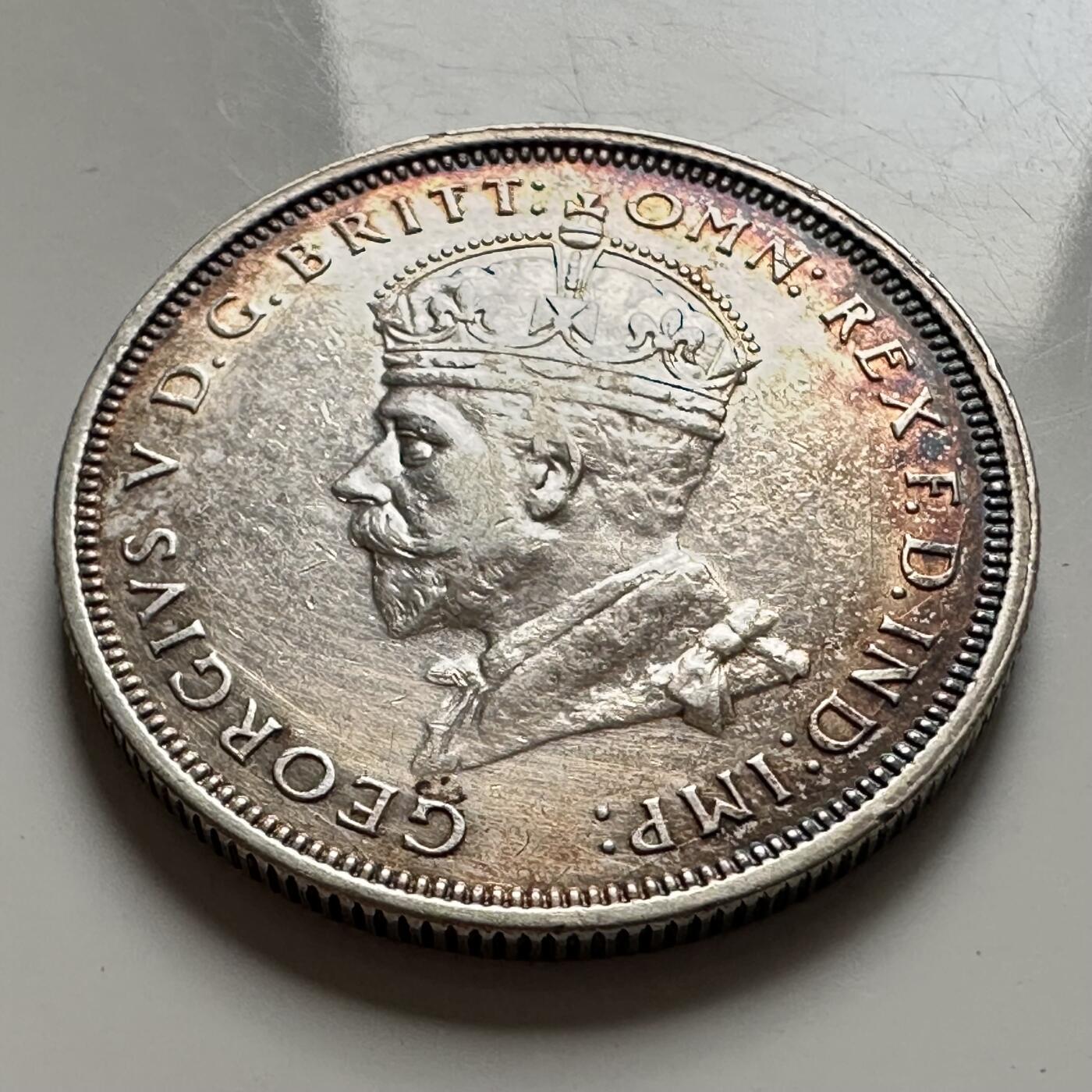 🌹外币初藏🌹🐯2025年第136场  每周二四六晚8️⃣点 接代拍 澳大利亚1927年一弗洛林纪念银币 11.3克 92.5高银 五彩好品