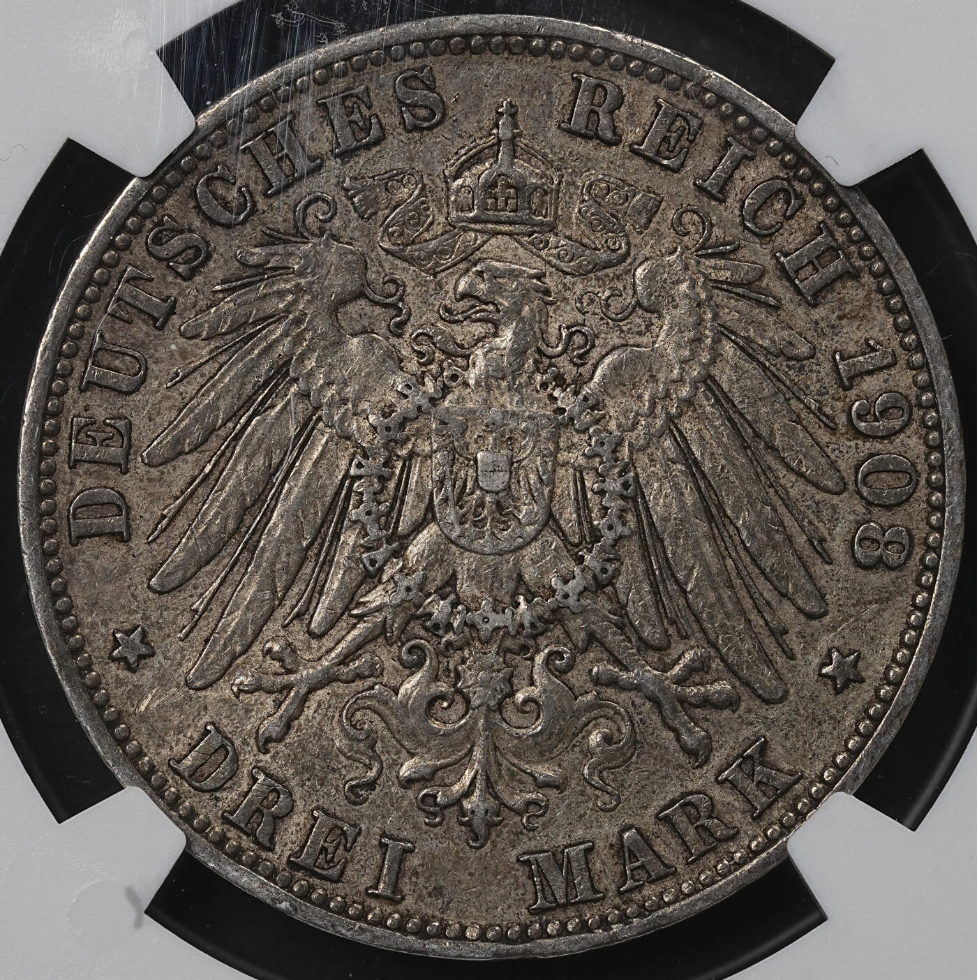 修遠堂世界钱币第九十六期 NGC AU50 1908年普鲁士流通版3马克银币