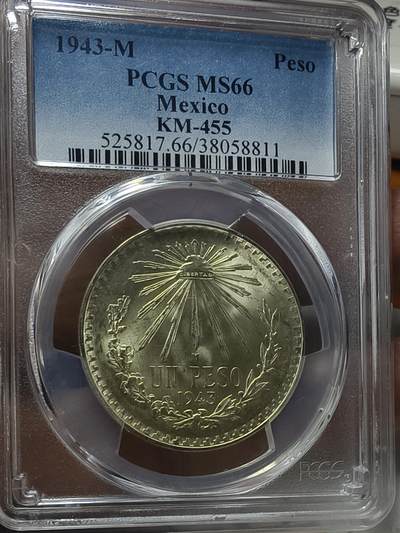 老银元专场（本场拍品丰富，两位宝主提供） - 墨西哥鹰洋，pc评级66