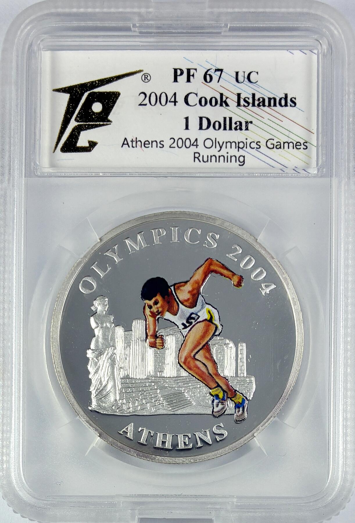 【雨安】【直播拍卖】【世界币章119期-评级币】2025-12-06 周六 19:30 保真 [评级现代] Cook Island 库克群岛 1元 2004年 奥运会 跑步 TQG-PF67UC