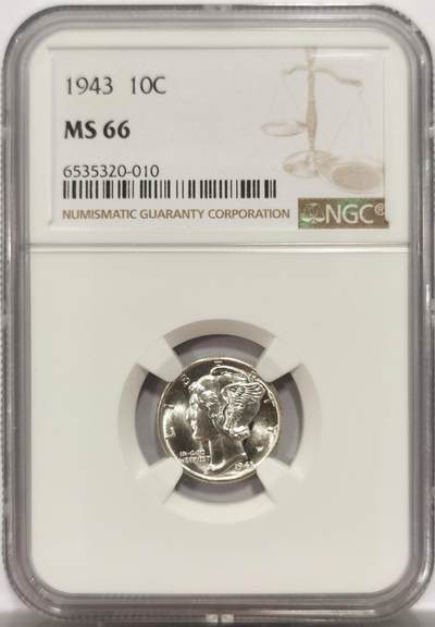 博洋堂世界钱币拍卖第150期（全场包邮） - NGC MS66 美国1943年墨丘利（小飞侠）银币 大名鼎鼎的品种不过多赘述，深打曝光接近全束棒，拿得出手的质量，墨丘利是商业和速度之神，购之或可利路宏通。