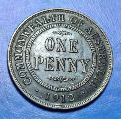 外国优质老铜币银币，周六九点倒数截拍，满百包邮，可寄存半年，喜欢朋友微信扫描二维码可直接参拍 - 澳大利亚1912年大便士H版