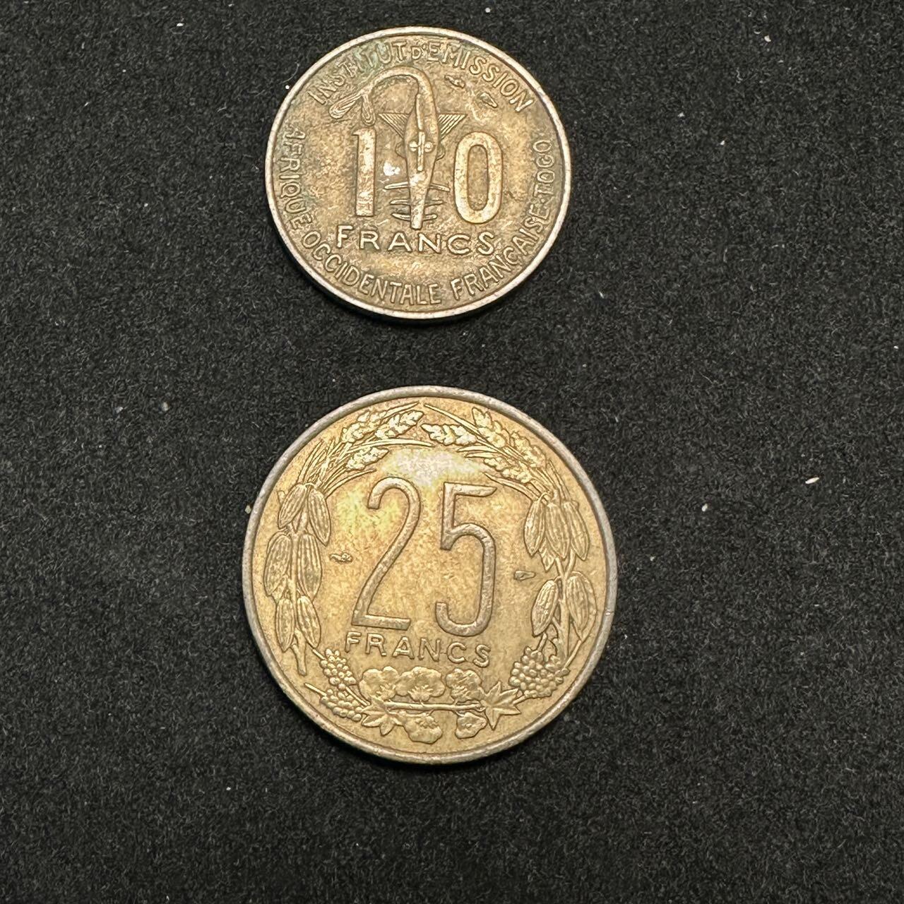 蒂克钱币-第49场 外国硬币散币场 法属非洲 刚果 喀麦隆 羚羊铜币两枚