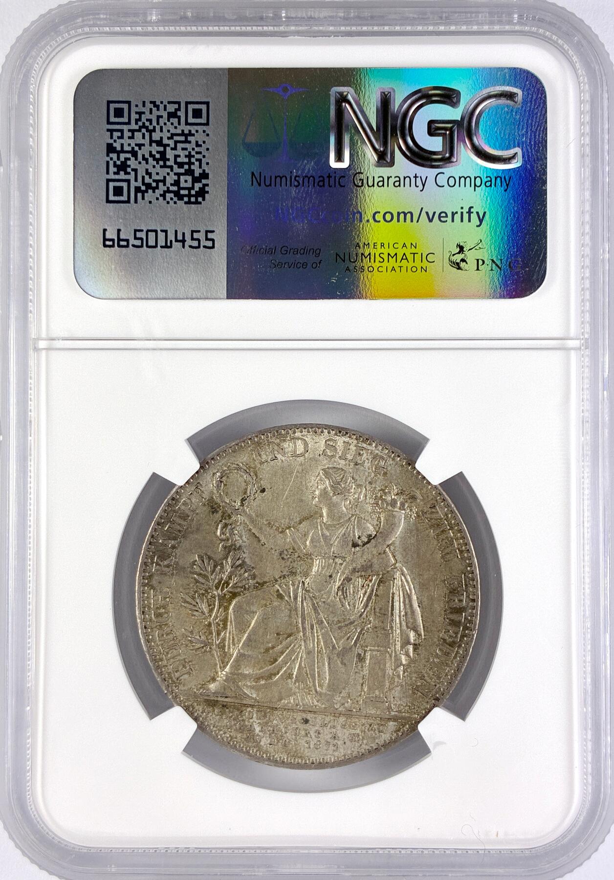 【雨安】【直播拍卖】【世界币章119期-评级币】2025-12-06 周六 19:30 保真 [评级德国] Germany 德国 德意志 1泰勒 Bavaria巴伐利亚 Thun.107 KM#0889 (1871) 普法战争 1871年  NGC-MS61 原味老包浆